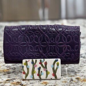 Alex and Ani leather embossed leather wallet - Deep Purple